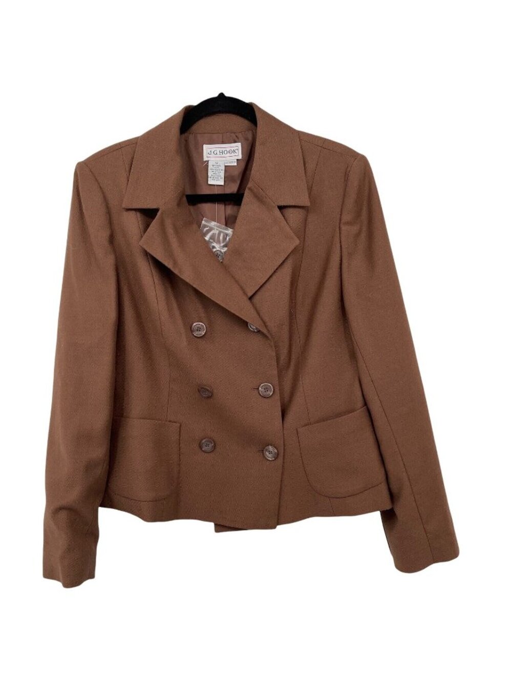 J.G. Hook Seasonless Wool Blazer Jacket Womans Brown Size 12 Classic Career new